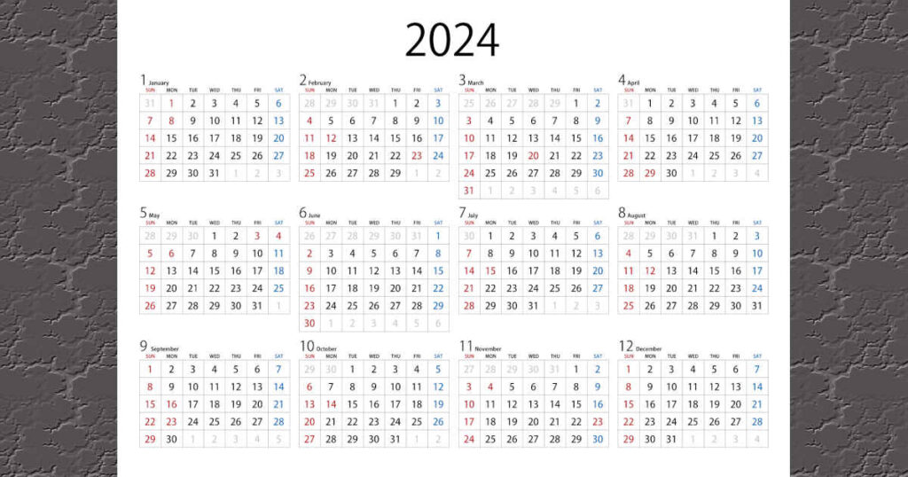 2024年のカレンダー